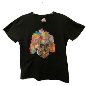 Albert‎ Einstein Bio World T-shirt Black Rainbow Einstein Size Medium Cotton